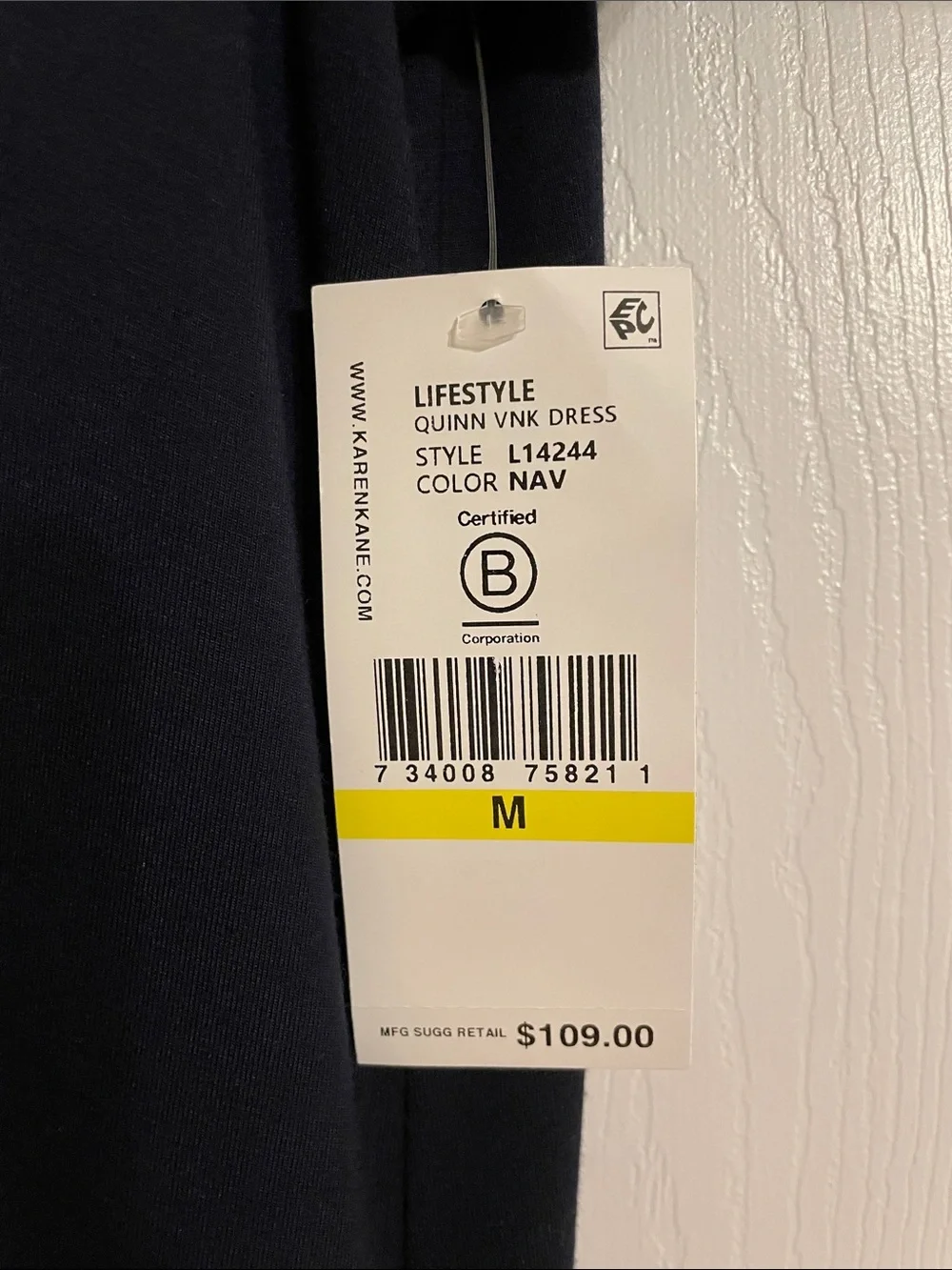 Karen Kane Dark Navy V-Neck Short Sleeve Dress, size M - Picture 2 of 4